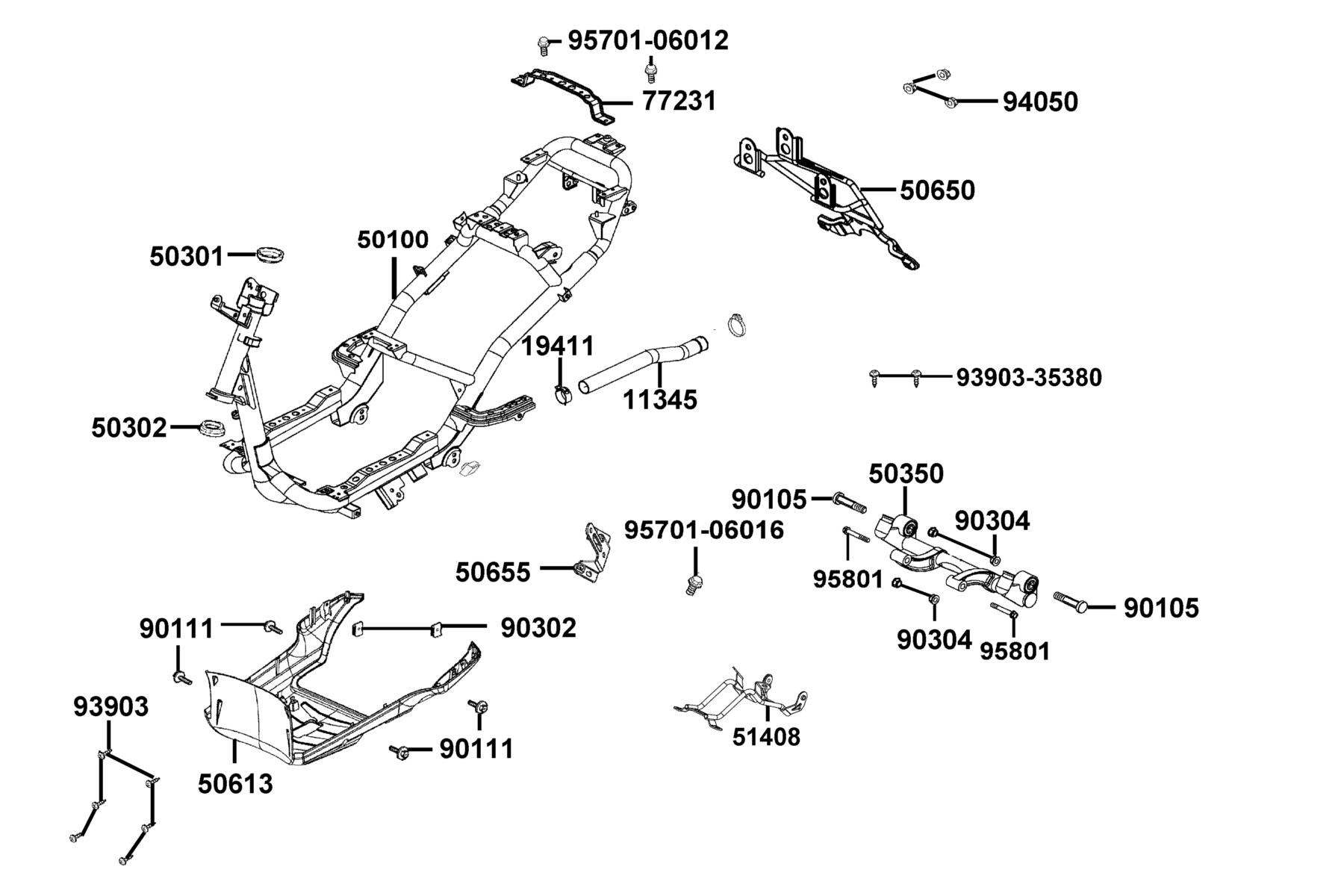SUPER 8 50X (2020) Frame Body parts diagram